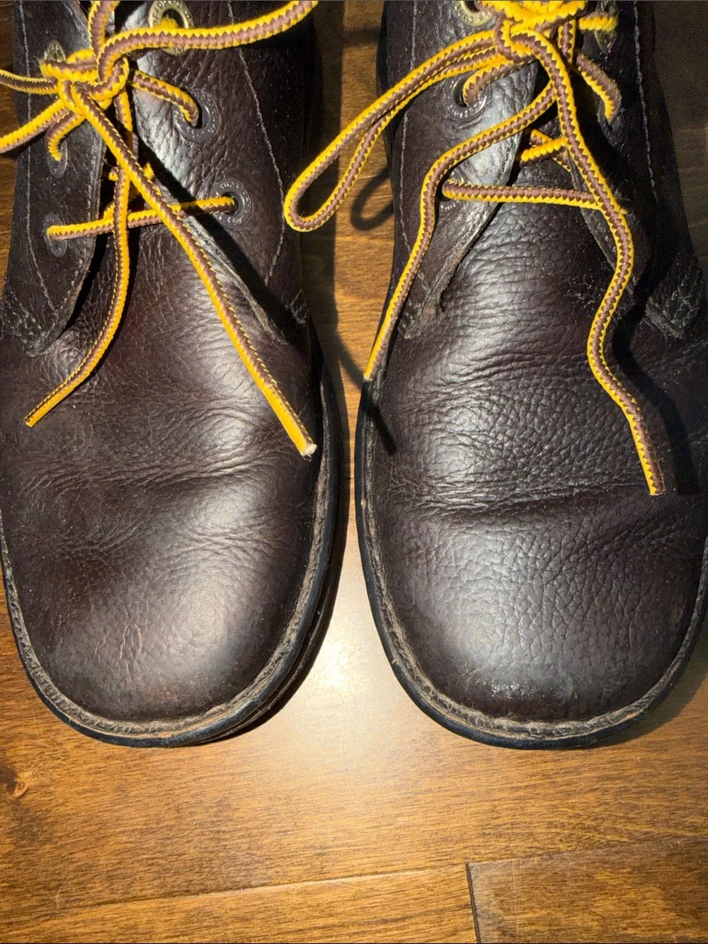 Dr. Martens Men’s Dark Brown Leather Chukka Boots with Yellow Laces